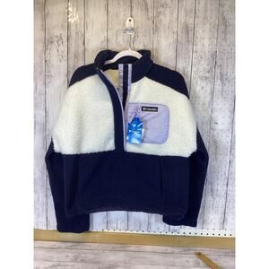 Columbia Women Benton Springs II Half-Snap Pullover M Navy Sea Salt Snow Drift